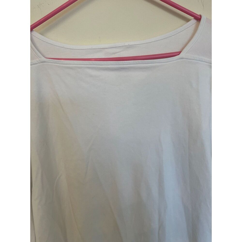 Isaac Mizrahi Womens 1X Top Tee Cotton Boat-Neck Casual - Picture 5 of 5